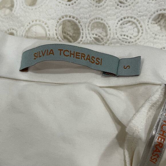 Silvia Tcherassi White Eyelet Midi Skirt Size Small - Picture 8 of 8